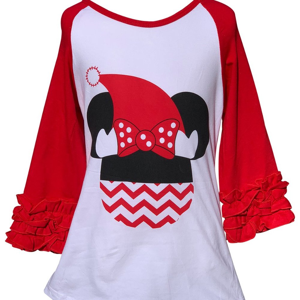 Little Girl Kids Toddler Long Sleeve Holiday Christmas Hat T-Shirt Top Blouse